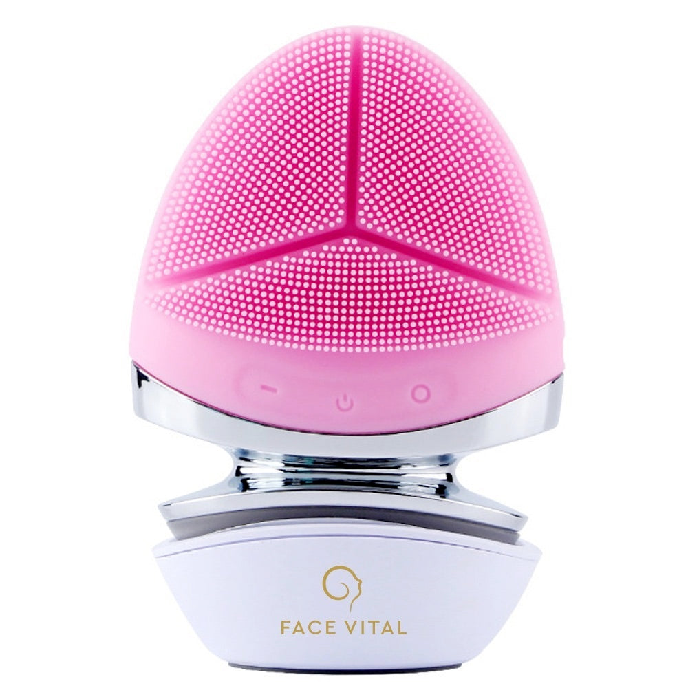 FACE VITAL EMS Brosse faciale en silicone à micro-courant avec fonction thermique